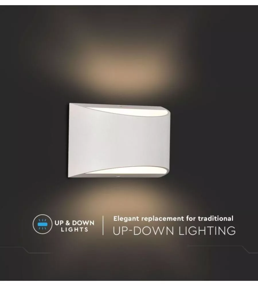 APPLIQUE LED DA ESTERNO A DOPPIO FASCIO LUMINOSO VTAC "BRIDGELUX" BIANCO 4000K