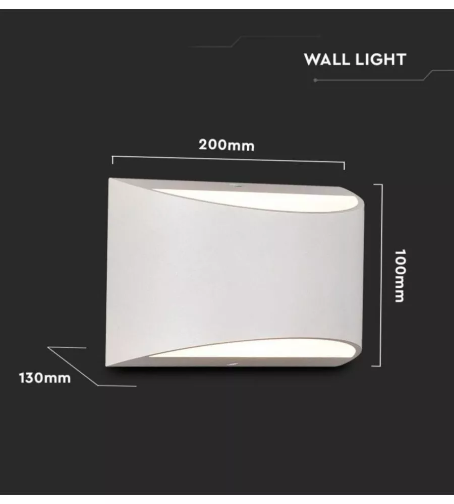 APPLIQUE LED DA ESTERNO A DOPPIO FASCIO LUMINOSO VTAC "BRIDGELUX" BIANCO 4000K