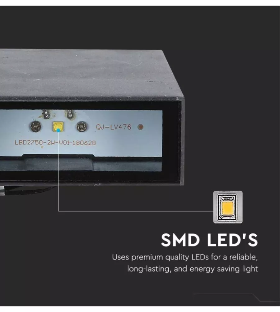 APPLIQUE LED DA ESTERNO RETTANGOLARE VERTICALE A DOPPIO FASCIO LUMINOSO VTAC NERO 3000K