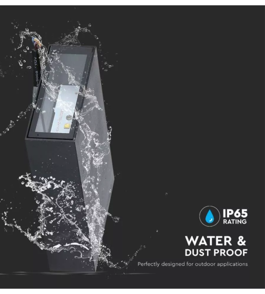 APPLIQUE LED DA ESTERNO RETTANGOLARE VERTICALE A DOPPIO FASCIO LUMINOSO VTAC NERO 3000K