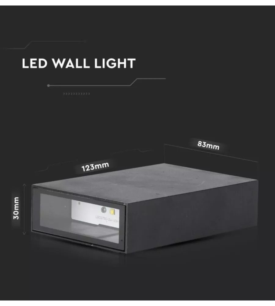APPLIQUE LED DA ESTERNO RETTANGOLARE VERTICALE A DOPPIO FASCIO LUMINOSO VTAC NERO 3000K
