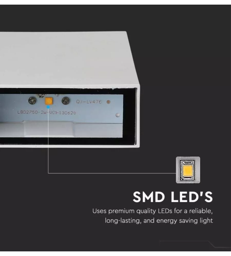 APPLIQUE LED DA ESTERNO RETTANGOLARE VERTICALE A DOPPIO FASCIO LUMINOSO VTAC BIANCO 3000K