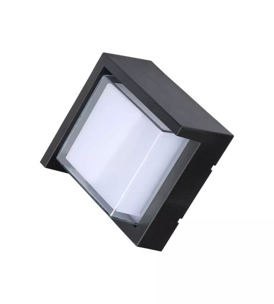APPLIQUE LED DA ESTERNO QUADRATA SEMICOPERTA VTAC NERO 3000K 7W