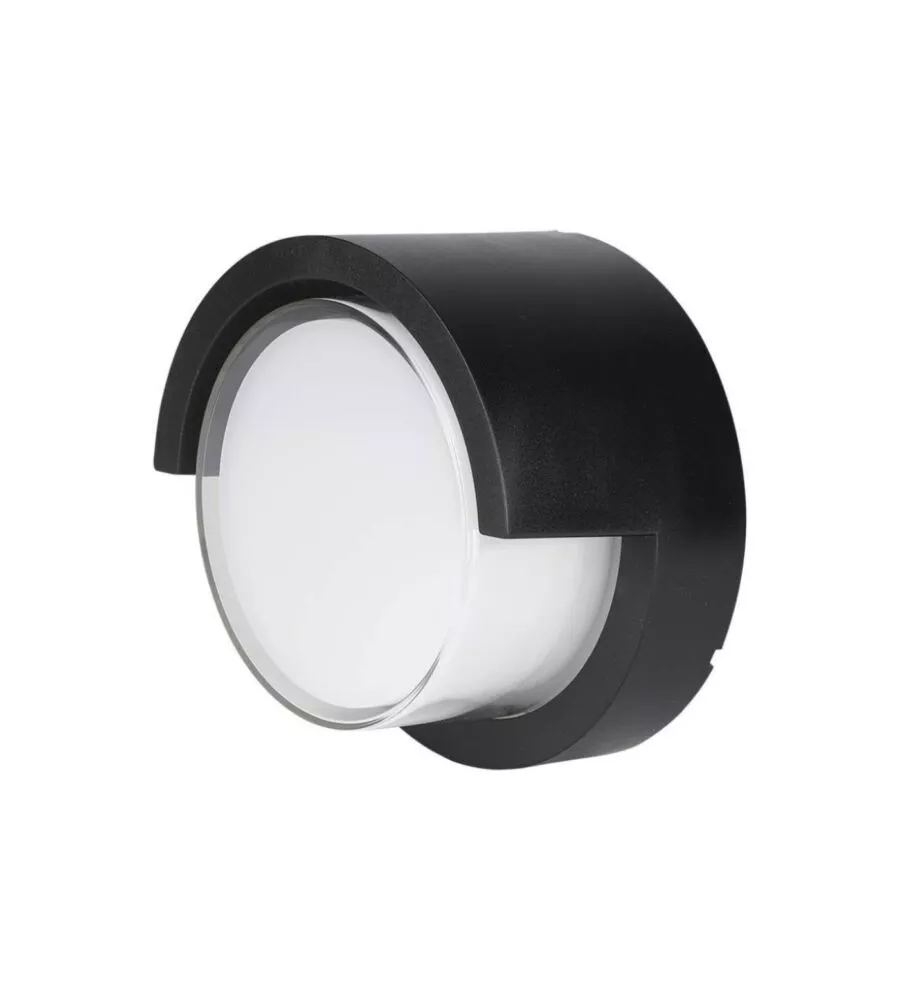APPLIQUE LED DA ESTERNO ROTONDA SEMICOPERTA VTAC NERO 4000K 12W