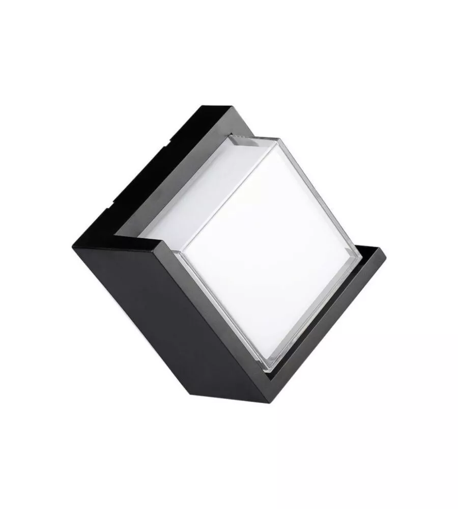 APPLIQUE LED DA ESTERNO QUADRATA SEMICOPERTA VTAC NERO 4000K 12W