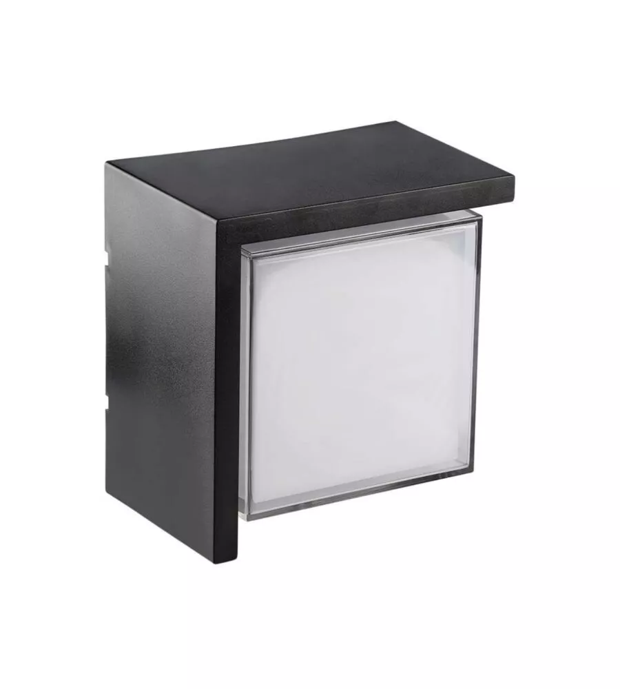 APPLIQUE LED DA ESTERNO QUADRATA SEMICOPERTA VTAC NERO 4000K 12W