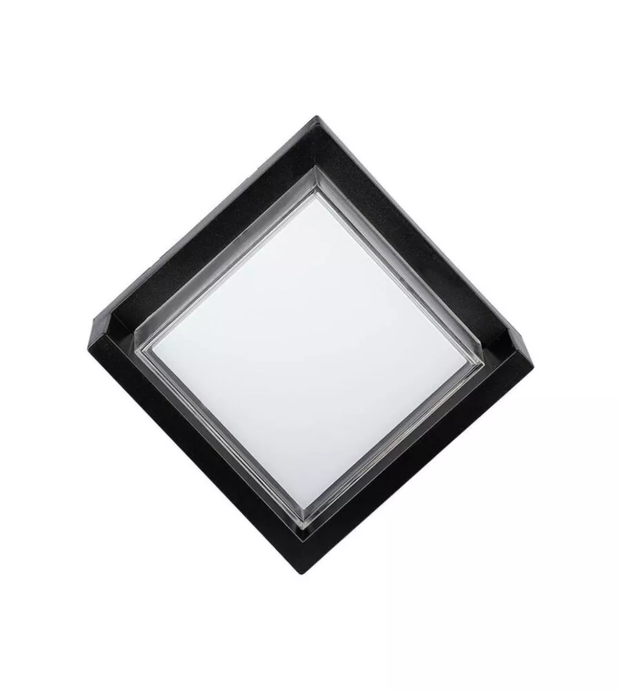 APPLIQUE LED DA ESTERNO QUADRATA SEMICOPERTA VTAC NERO 4000K 12W