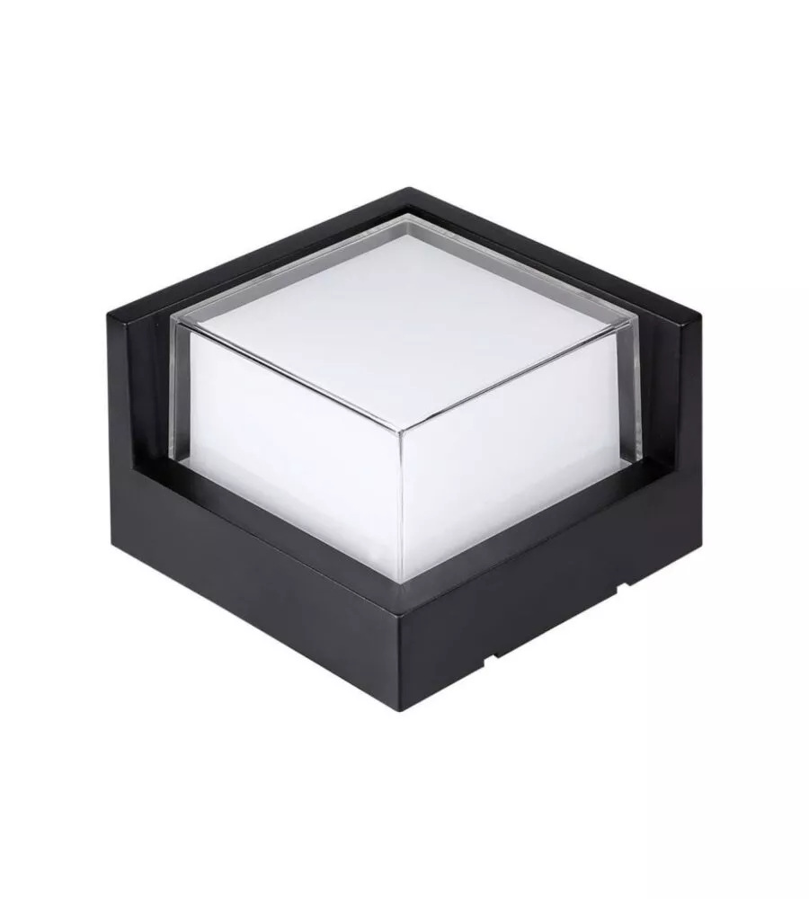 APPLIQUE LED DA ESTERNO QUADRATA SEMICOPERTA VTAC NERO 4000K 12W