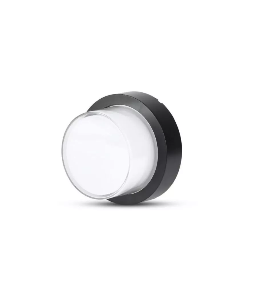 APPLIQUE LED DA ESTERNO ROTONDA SCOPERTA VTAC NERO 3000K 12W