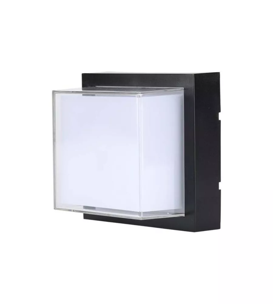 APPLIQUE LED DA ESTERNO QUADRATA SCOPERTA VTAC NERO 4000K 12W