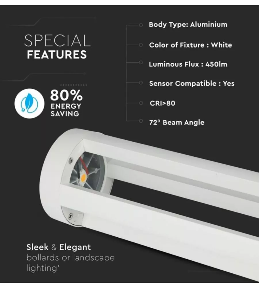 LAMPADA LED DA TERRA DA ESTERNO VTAC BIANCO 6400K 80CM