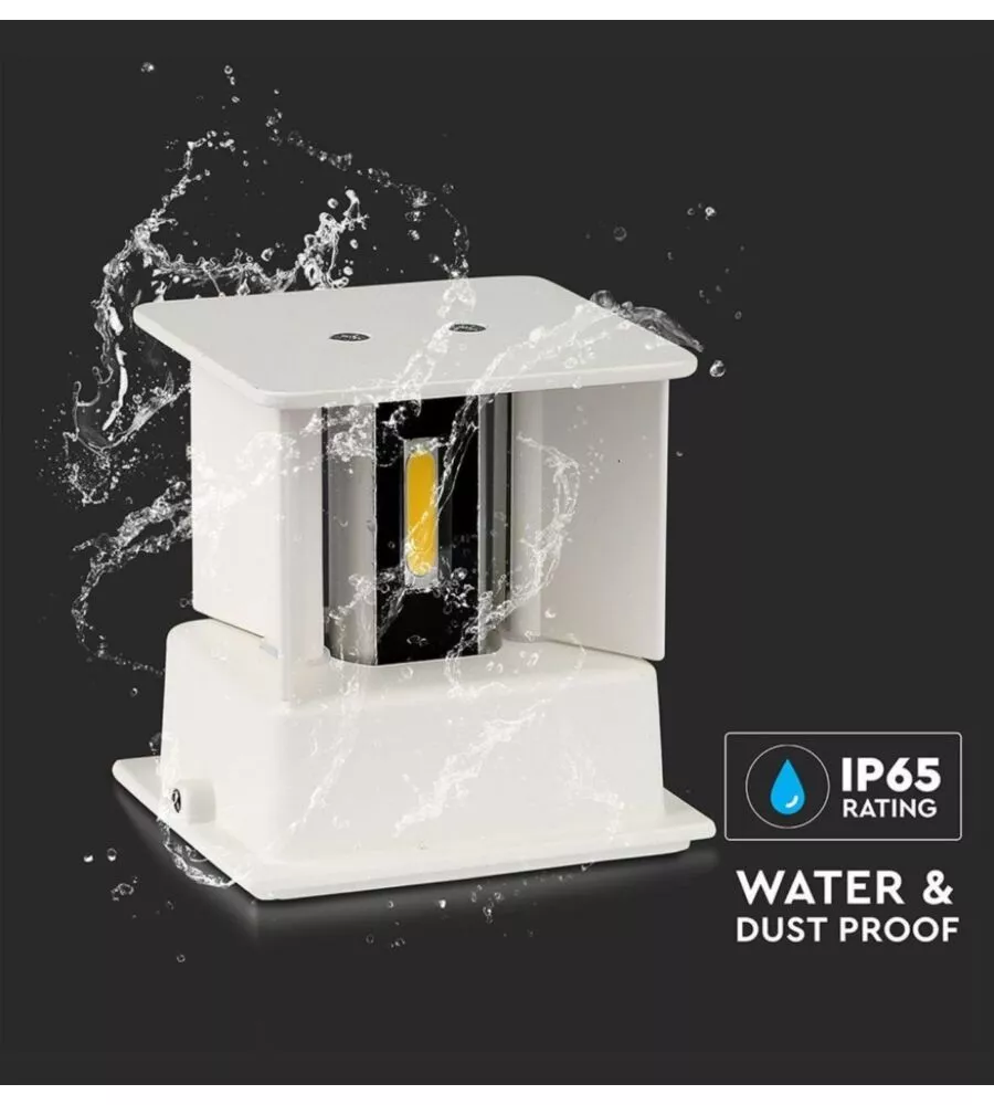 APPLIQUE LED DA ESTERNO QUADRATA A DOPPIO FASCIO LUMINOSO VTAC BIANCO 3000K