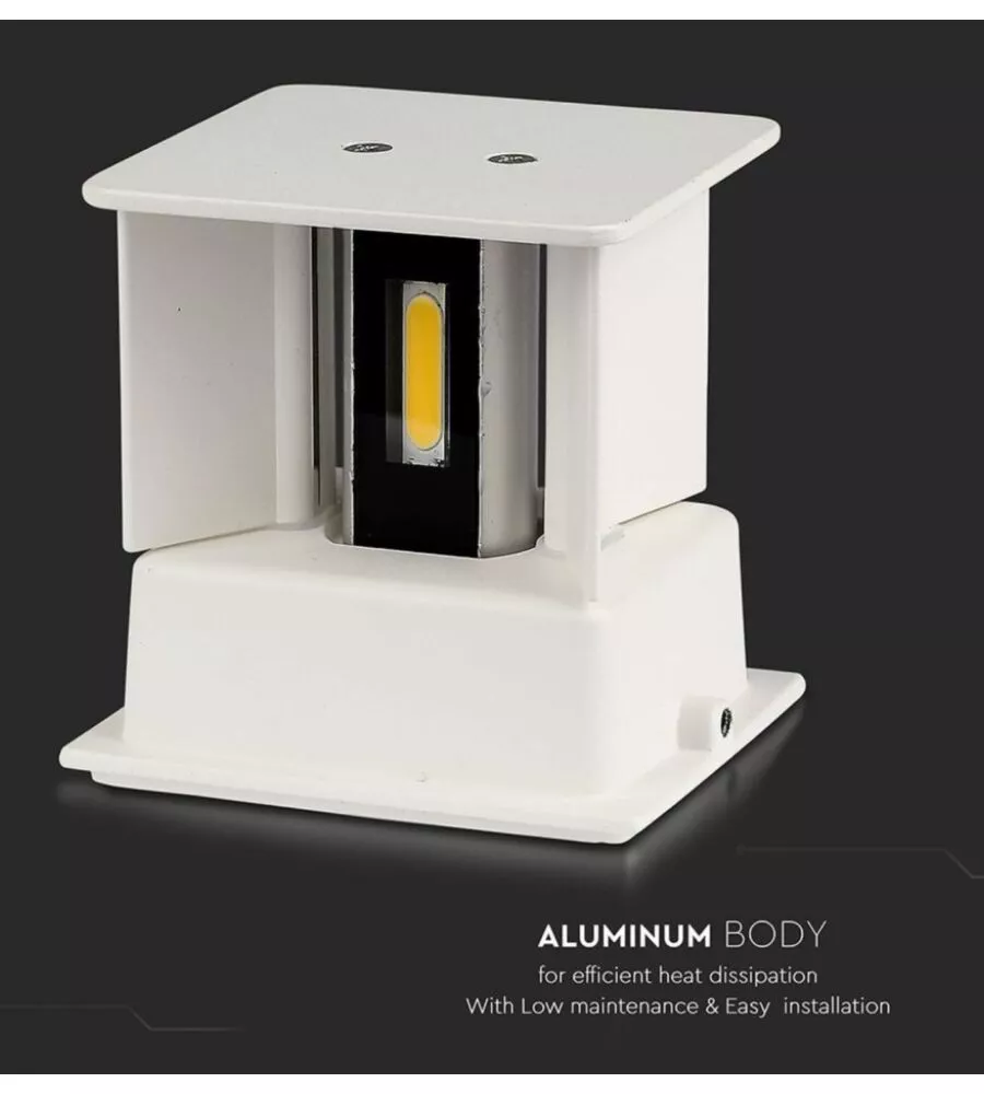APPLIQUE LED DA ESTERNO QUADRATA A DOPPIO FASCIO LUMINOSO VTAC BIANCO 3000K