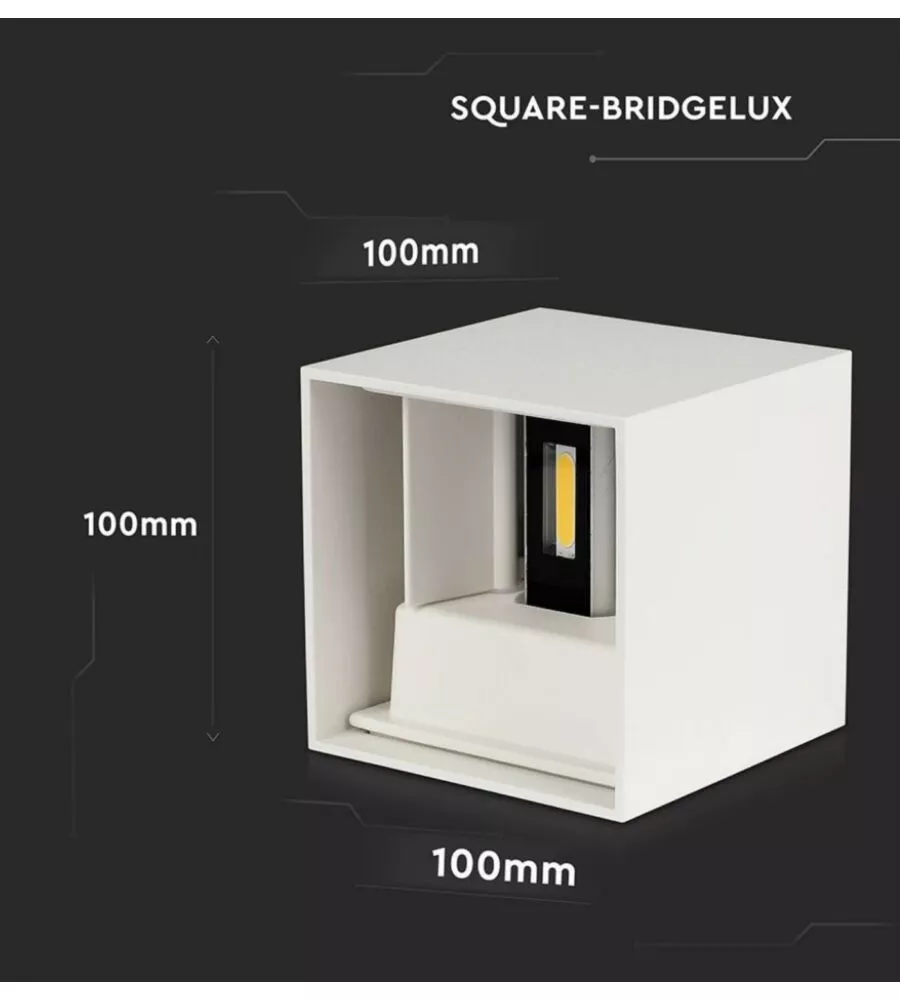 APPLIQUE LED DA ESTERNO QUADRATA A DOPPIO FASCIO LUMINOSO VTAC BIANCO 4000K