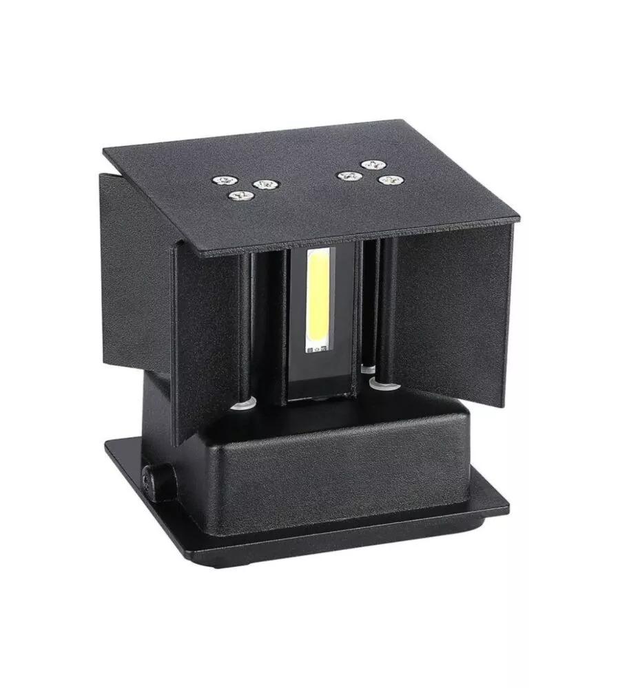 APPLIQUE LED DA ESTERNO QUADRATA A DOPPIO FASCIO LUMINOSO VTAC NERO 3000K