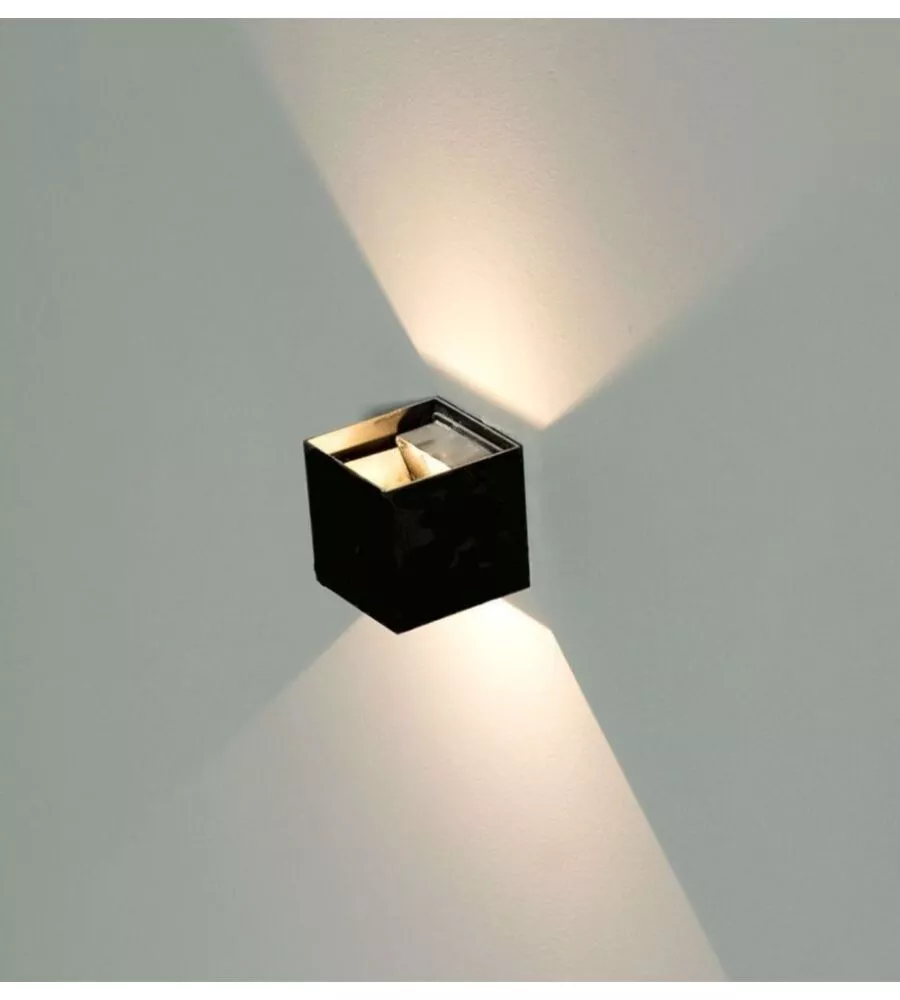 APPLIQUE LED DA ESTERNO QUADRATA A DOPPIO FASCIO LUMINOSO VTAC NERO 4000K