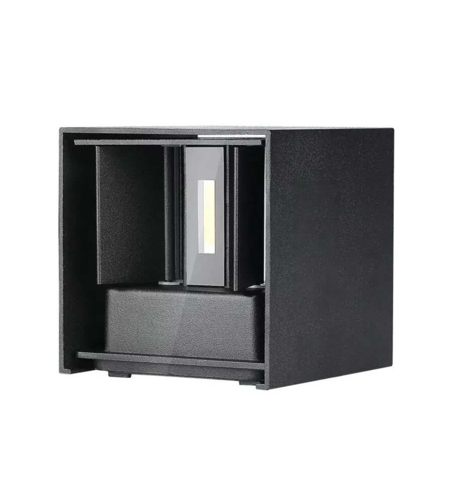 APPLIQUE LED DA ESTERNO QUADRATA A DOPPIO FASCIO LUMINOSO VTAC NERO 4000K