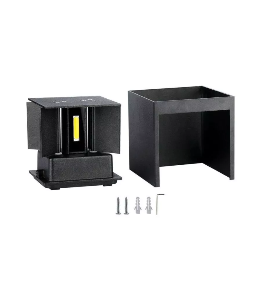 APPLIQUE LED DA ESTERNO QUADRATA A DOPPIO FASCIO LUMINOSO VTAC NERO 4000K