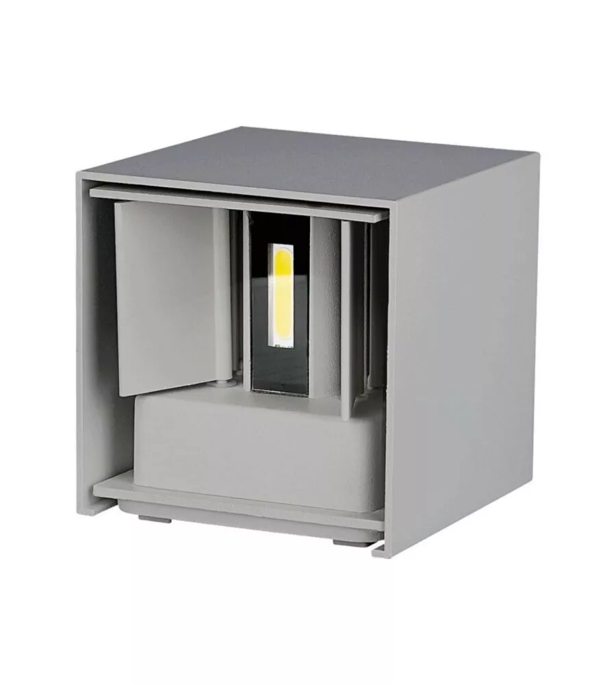 APPLIQUE LED DA ESTERNO QUADRATA A DOPPIO FASCIO LUMINOSO VTAC GRIGIO 4000K