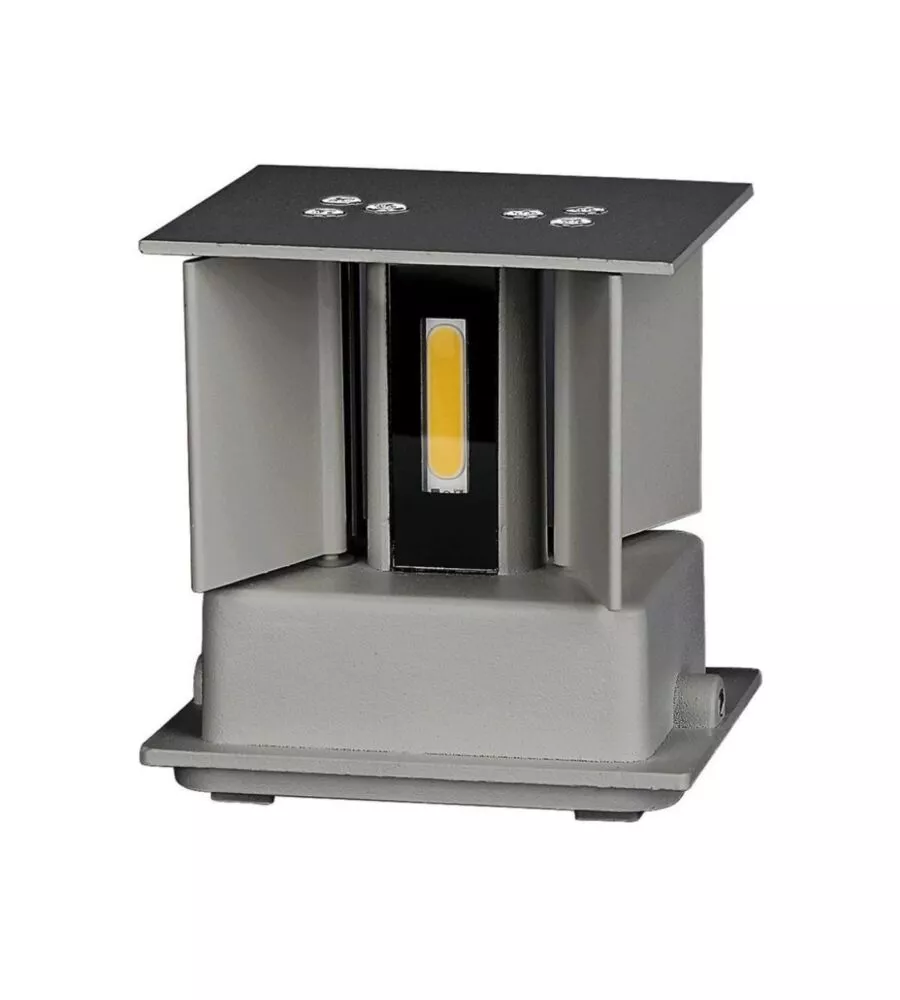 APPLIQUE LED DA ESTERNO QUADRATA A DOPPIO FASCIO LUMINOSO VTAC GRIGIO 4000K
