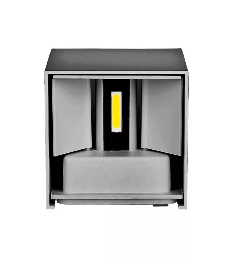 APPLIQUE LED DA ESTERNO QUADRATA A DOPPIO FASCIO LUMINOSO VTAC GRIGIO 4000K