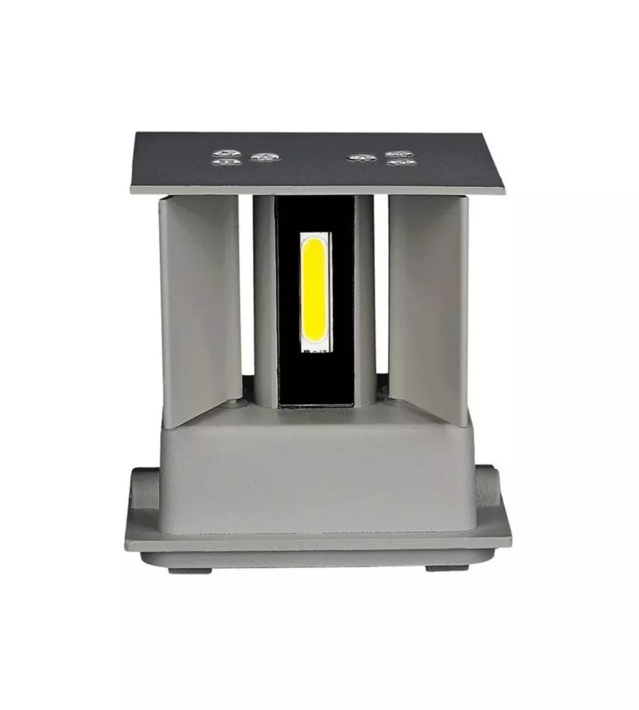 APPLIQUE LED DA ESTERNO QUADRATA A DOPPIO FASCIO LUMINOSO VTAC GRIGIO 4000K