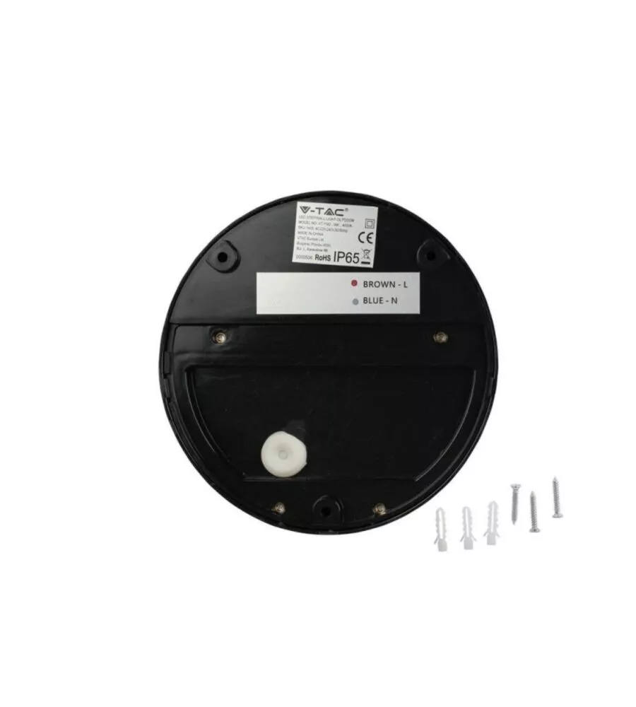 FARETTO LED SEGNAPASSO A PLAFONE DA ESTERNO ROTONDO VTAC NERO 4000K