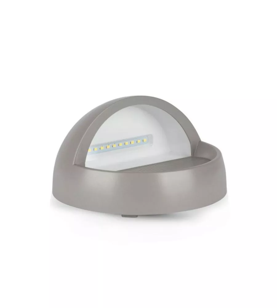 FARETTO LED SEGNAPASSO ROTONDO DA 3W A PLAFONE DA ESTERNO VTAC GRIGIO 4000K