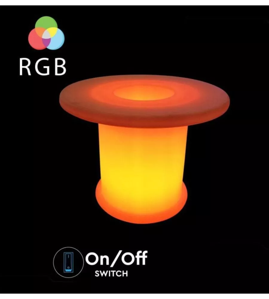 TAVOLO DA ESTERNO LED RGB VTAC CON TELECOMANDO BIANCO 72X72X58 CM