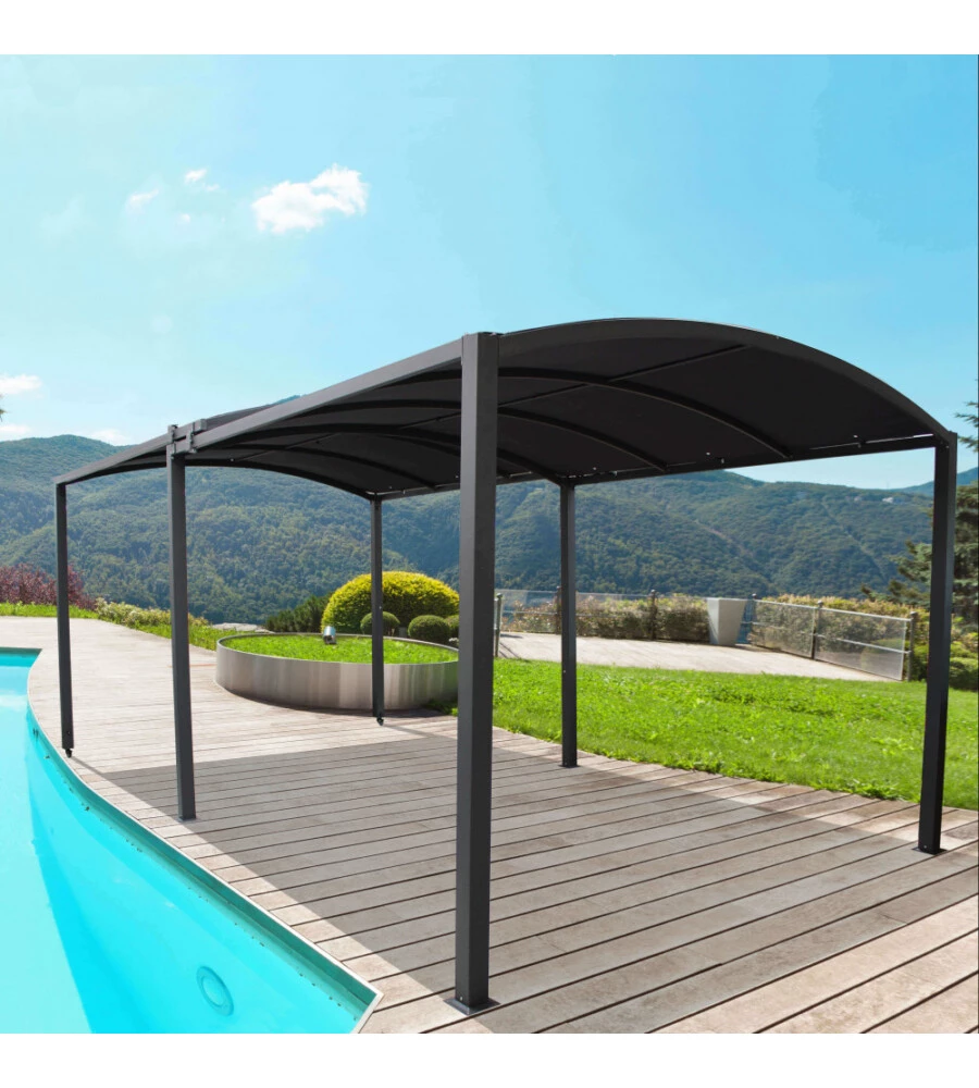 PERGOLA ALLUNGABILE ELICA GARDEN "TUCSON" IN METALLO ANTRACITE 300/600X300X230 CM