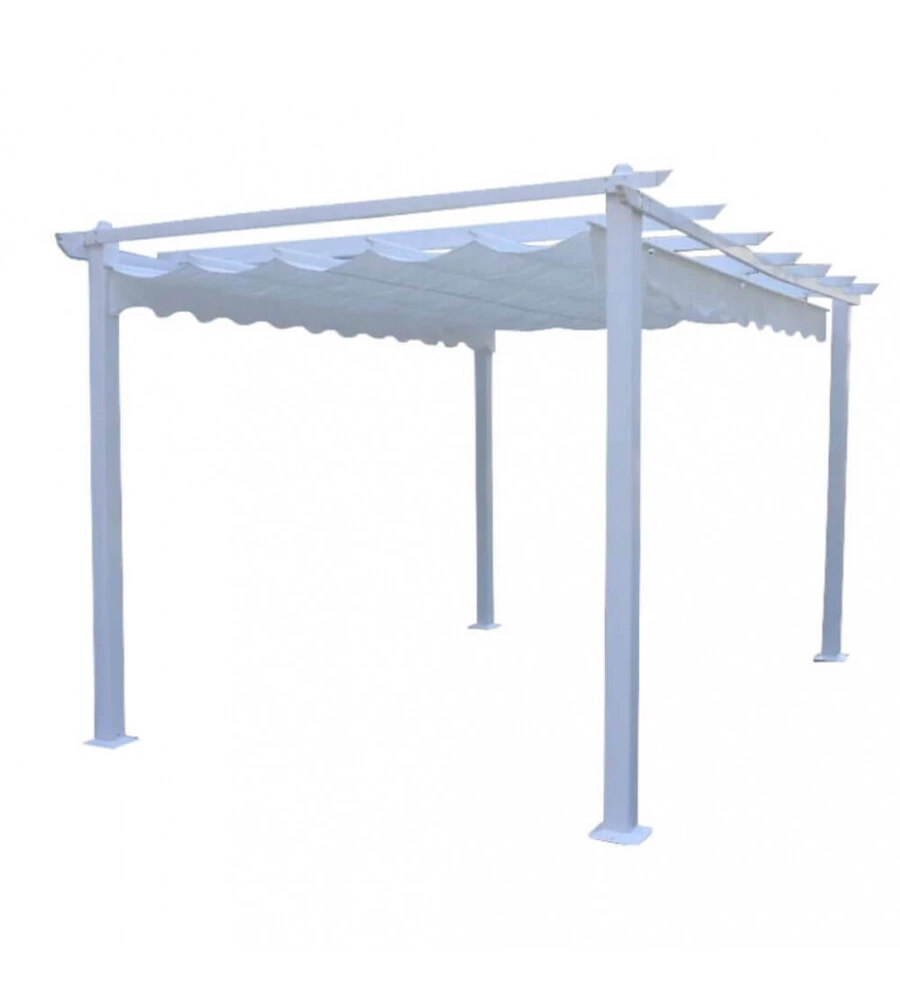 PERGOLA RETTANGOLARE ELICA GARDEN "ASTORIA" IN ALLUMINIO E POLIESTERE BIANCO 400X300X240 CM