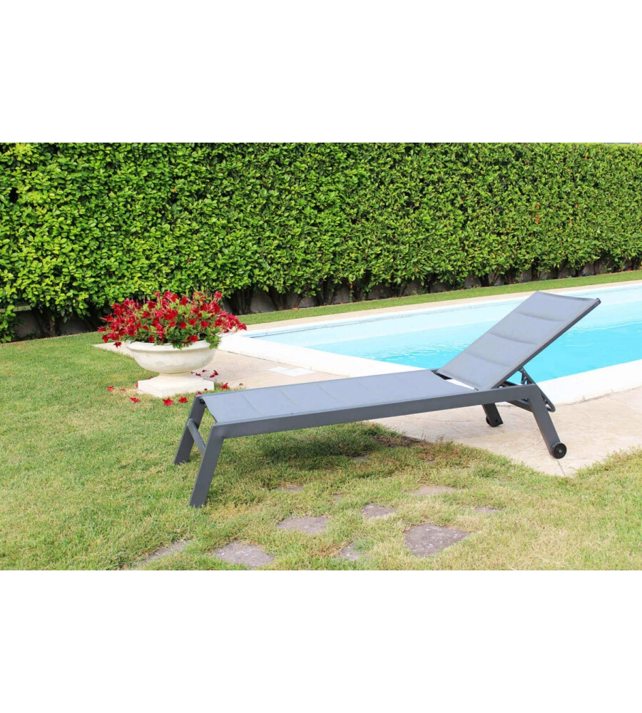 SDRAIO RECLINABILE ELICA GARDEN "FORMENTERA" IN ALLUMINIO ANTRACITE 198X61X95 CM