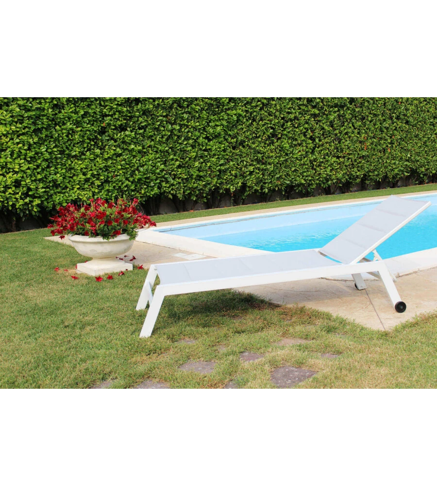 SDRAIO RECLINABILE ELICA GARDEN "FORMENTERA" IN ALLUMINIO BIANCO 198X61X95 CM