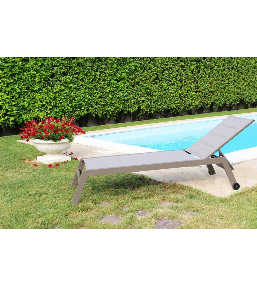 SDRAIO RECLINABILE ELICA GARDEN "FORMENTERA" IN ALLUMINIO TAUPE 198X61X95 CM