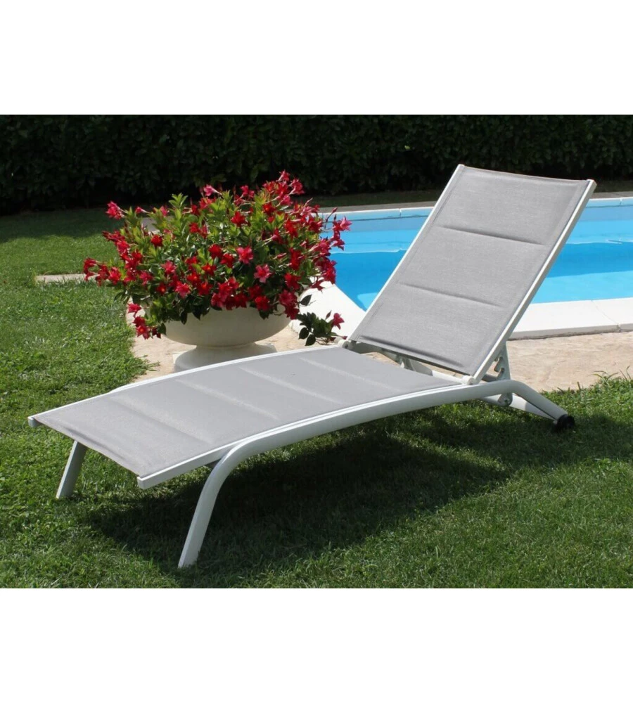 SDRAIO RECLINABILE E IMPILABILE ELICA GARDEN "ITACA" IN ALLUMINIO BIANCO 161X62X92,5 CM