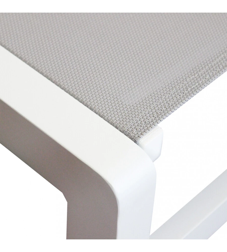 SDRAIO RECLINABILE ELICA GARDEN "MADISON" CON TETTUCCIO IN ALLUMINIO BIANCO 195X78X32 CM