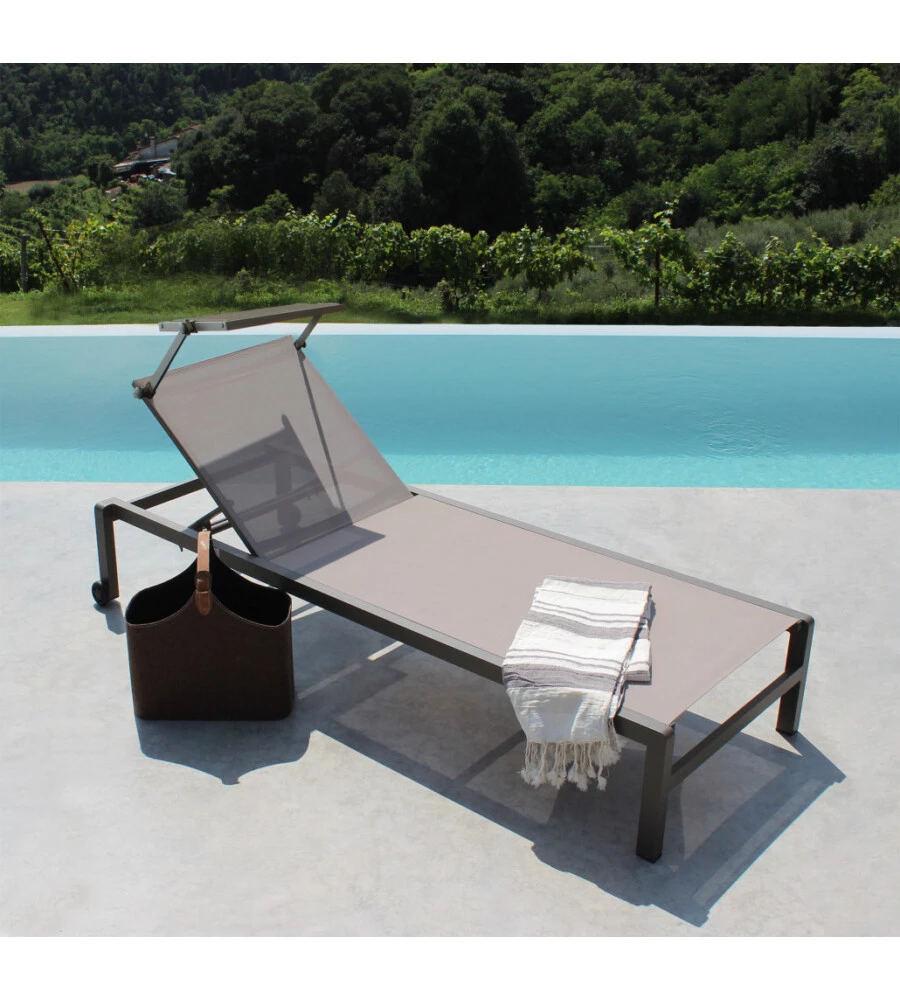 SDRAIO RECLINABILE ELICA GARDEN "MADISON" CON TETTUCCIO IN ALLUMINIO TAUPE 195X78X32 CM