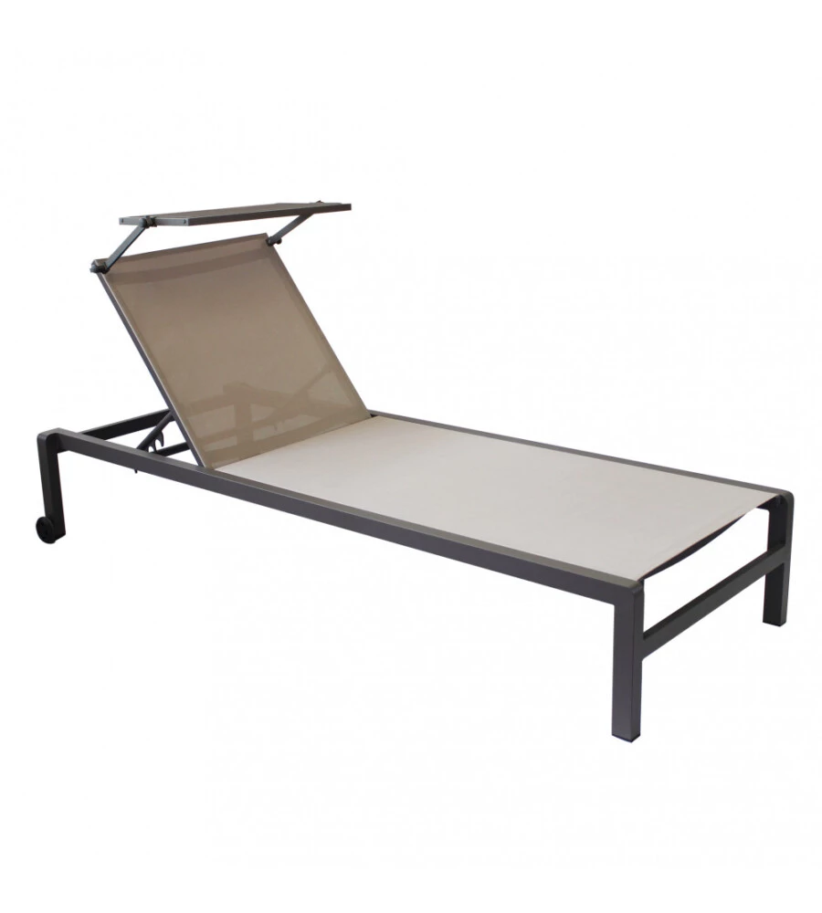 SDRAIO RECLINABILE ELICA GARDEN "MADISON" CON TETTUCCIO IN ALLUMINIO TAUPE 195X78X32 CM