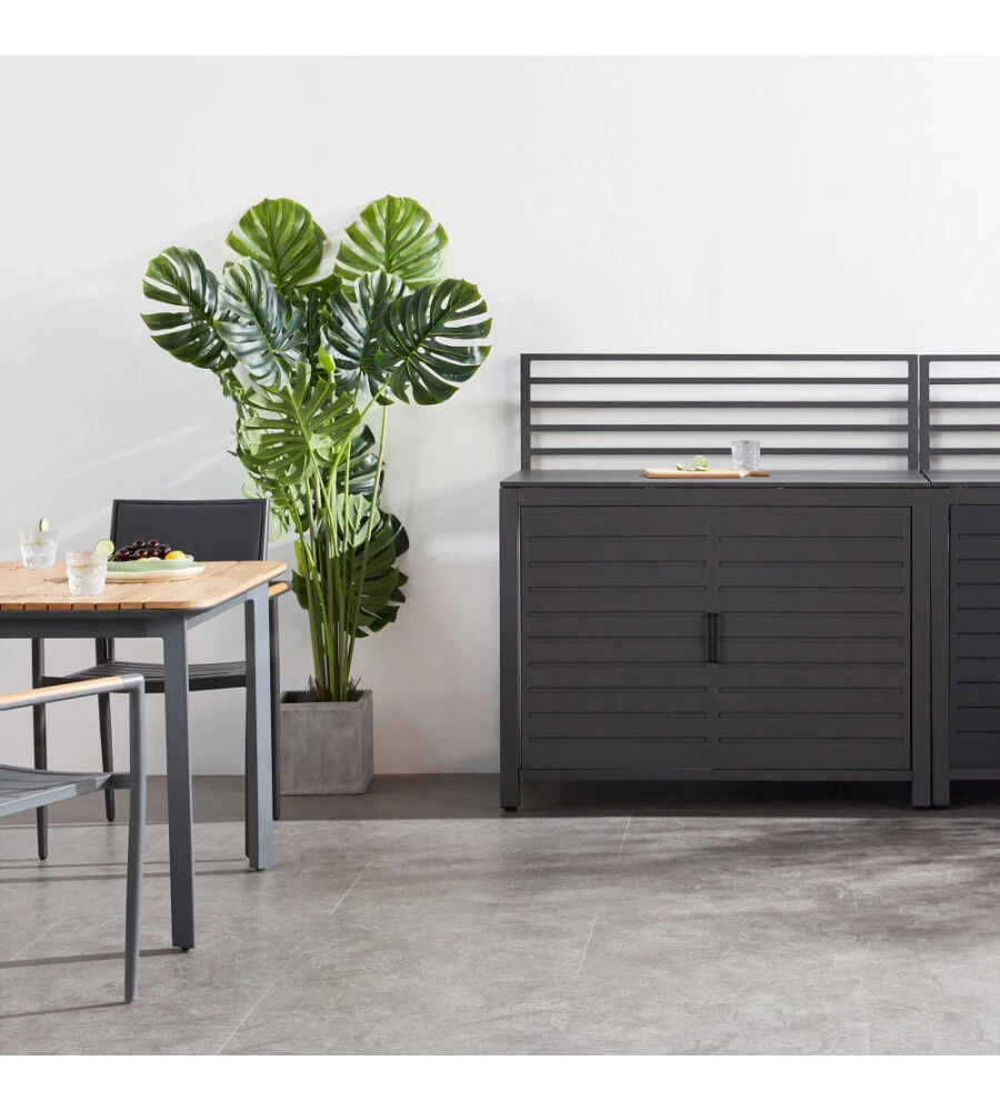 CUCINA DA ESTERNO MODULABILE ELICA GARDEN "OKLAHOMA 3" IN ALLUMINIO ANTRACITE 90X62X125 CM