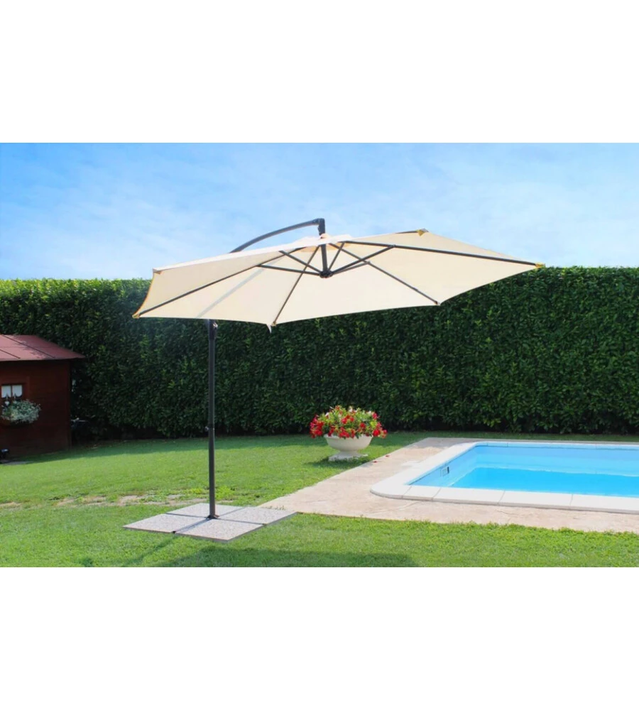 OMBRELLONE DA GIARDINO A BRACCIO LATERALE ELICA GARDEN "ERIS" IN ACCIAIO E POLIESTERE BEIGE 312X295X250 CM