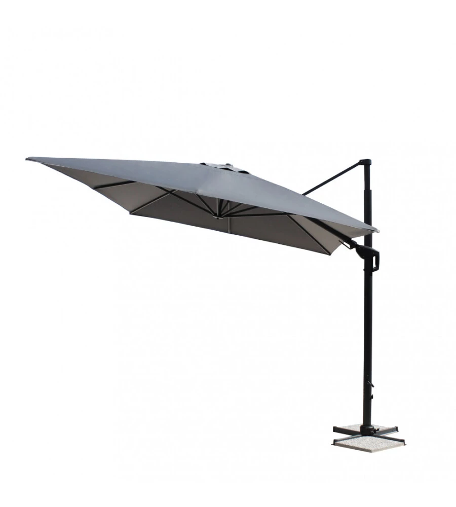 OMBRELLONE DA GIARDINO A BRACCIO LATERALE ELICA GARDEN "HAMEL" IN ALLUMINIO E POLIESTERE GRIGIO SCURO 300X400X265 CM