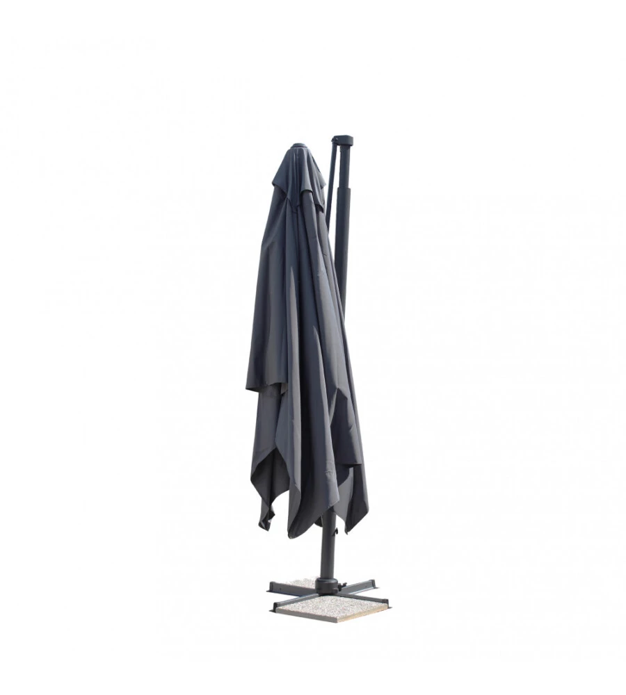 OMBRELLONE DA GIARDINO A BRACCIO LATERALE ELICA GARDEN "HAMEL" IN ALLUMINIO E POLIESTERE GRIGIO SCURO 300X400X265 CM