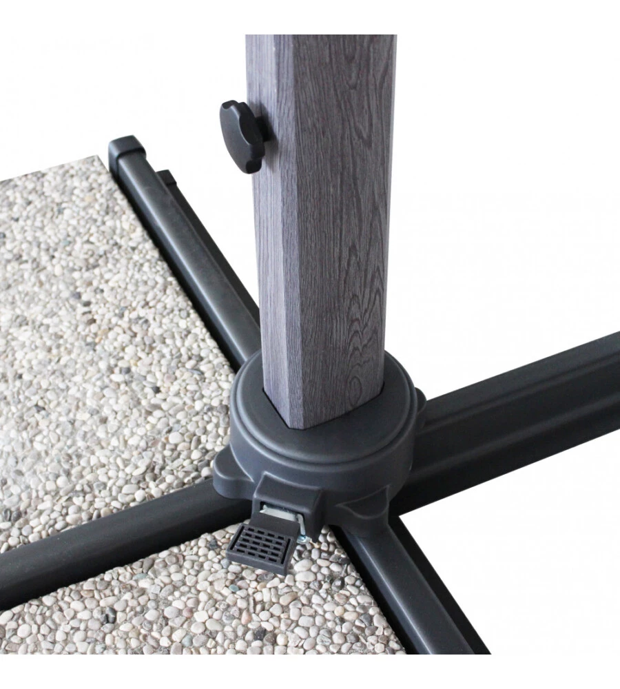 OMBRELLONE DA GIARDINO A BRACCIO LATERALE ELICA GARDEN "MENDEL" IN ALLUMINIO EFFETTO LEGNO E POLIESTERE GRIGIO SCURO 295X295X255 CM