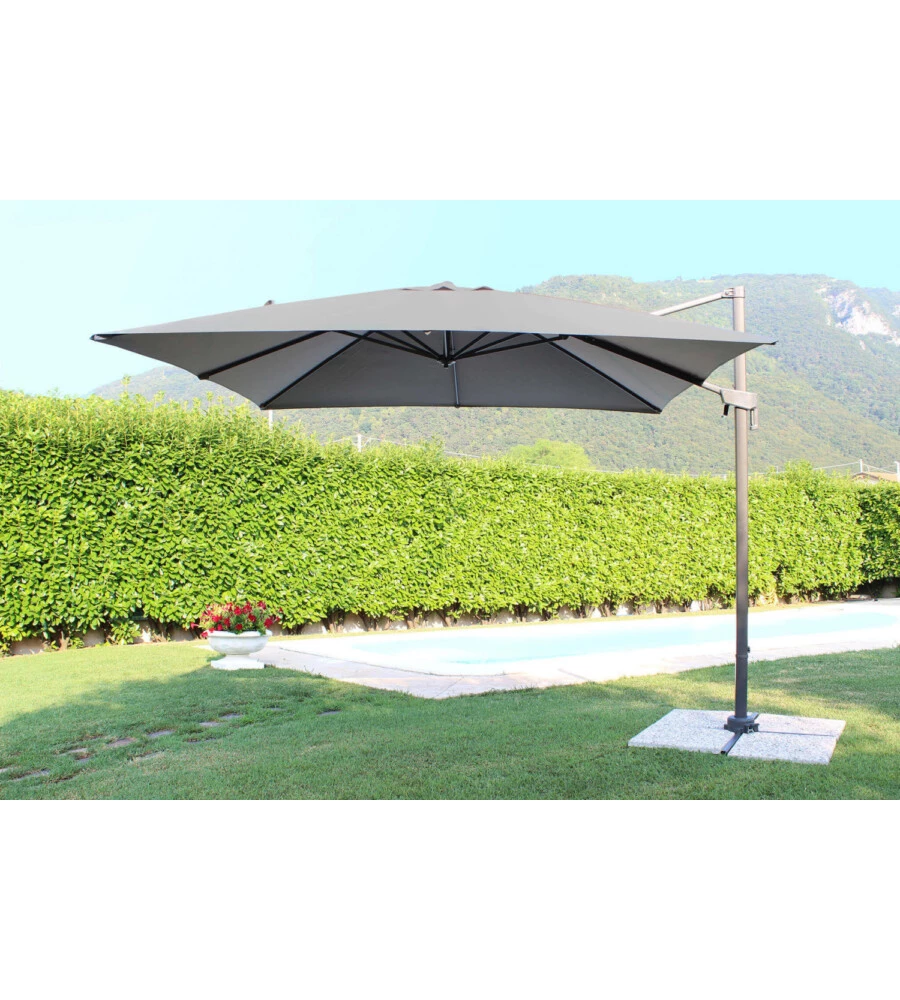 OMBRELLONE DA GIARDINO A BRACCIO LATERALE ELICA GARDEN "NEWTON" IN ALLUMINIO E POLIESTERE GRIGIO 200X300X250 CM