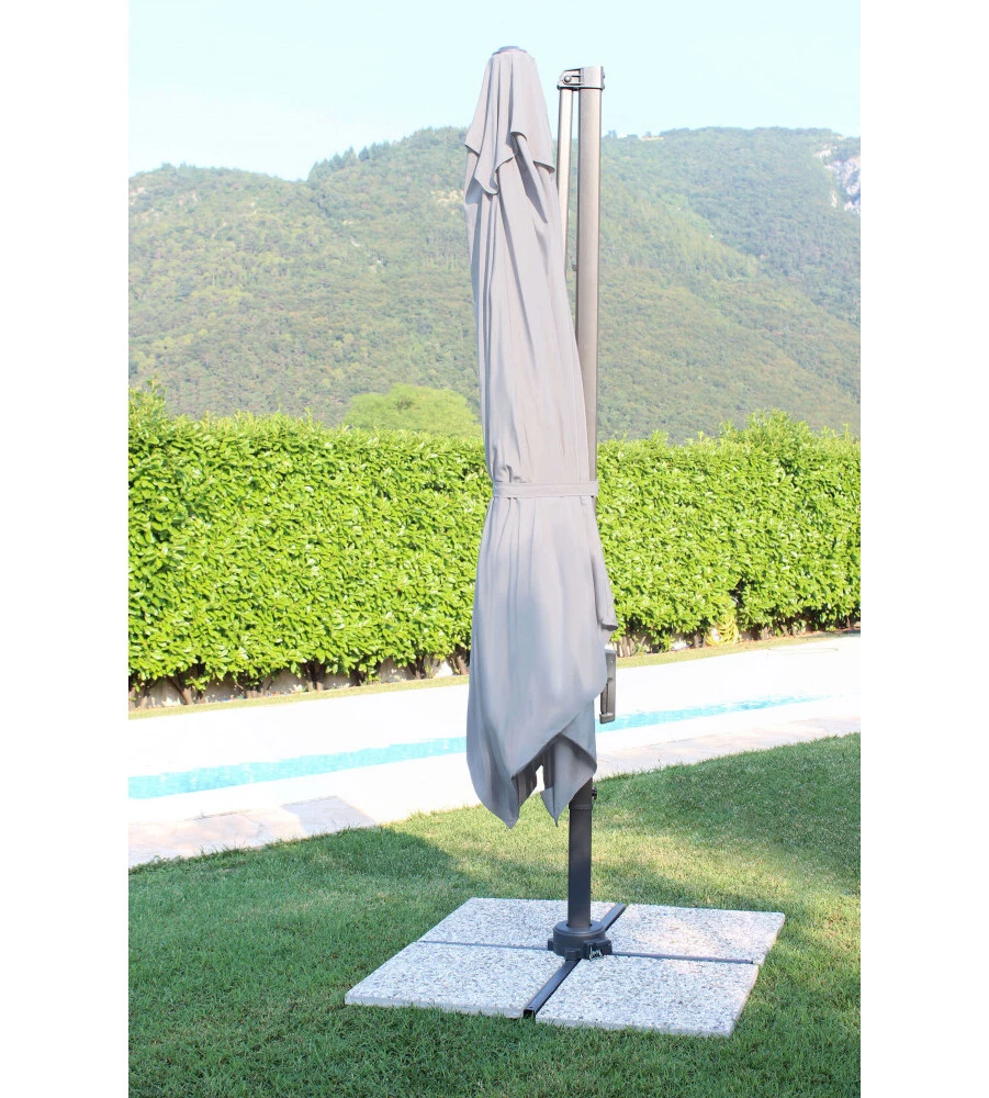 OMBRELLONE DA GIARDINO A BRACCIO LATERALE ELICA GARDEN "NEWTON" IN ALLUMINIO E POLIESTERE GRIGIO 200X300X250 CM