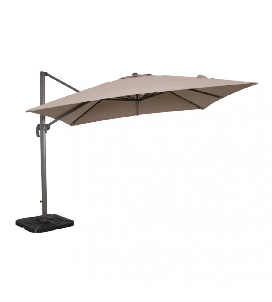 OMBRELLONE DA GIARDINO A BRACCIO ELICA GARDEN "SATURNO" IN ALLUMINIO E POLIESTERE TAUPE 328X393X274 CM