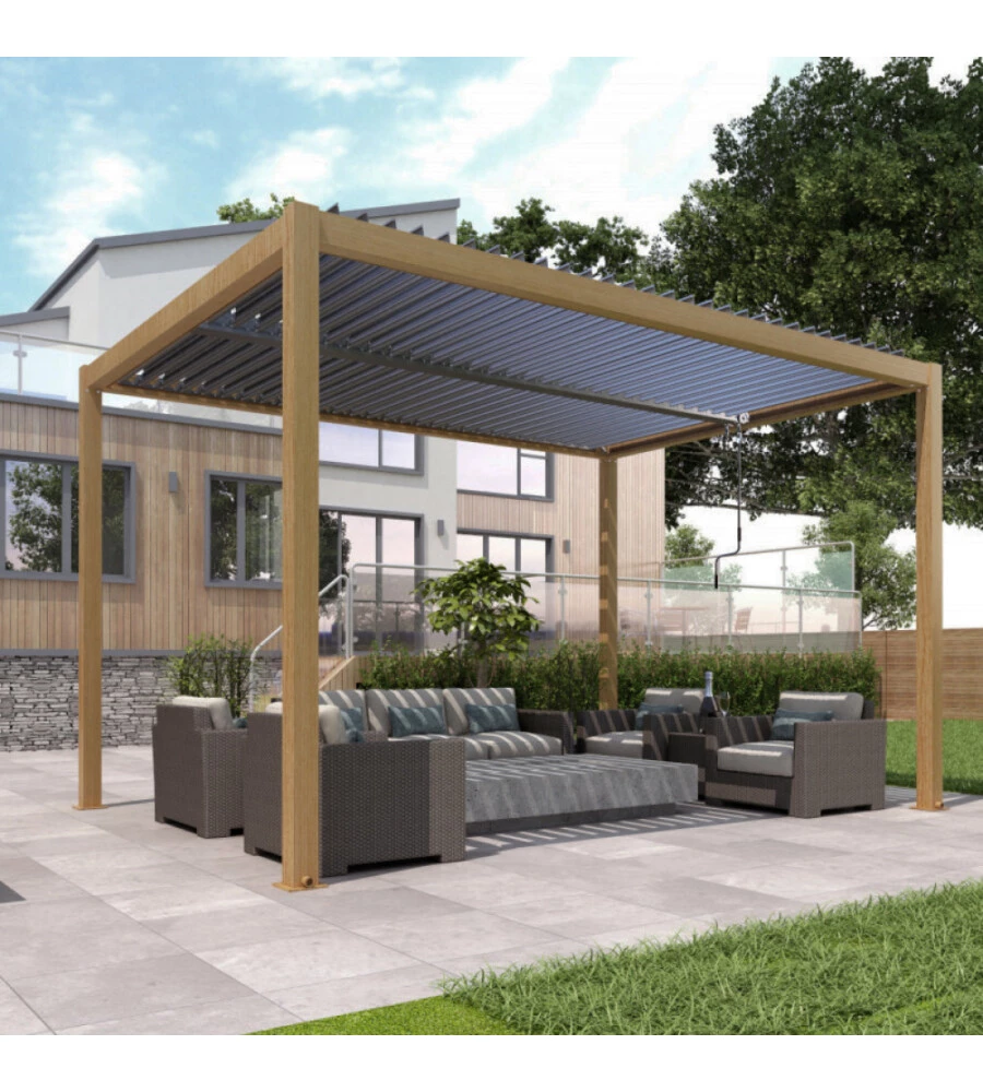 PERGOLA BIOCLIMATICA ELICA GARDEN EFFETTO LEGNO 294X394X250 CM