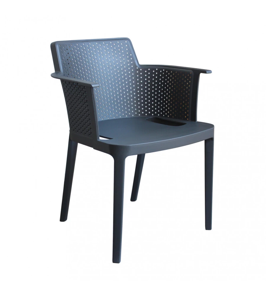 SEDIA DA ESTERNO IMPILABILE ELICA GARDEN "CATHY" IN POLIPROPILENE ANTRACITE 60X58X76,5 CM