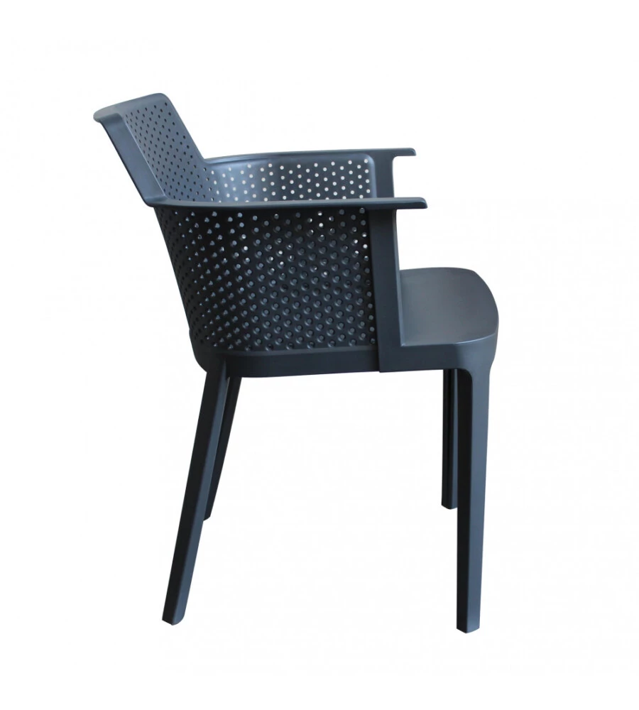 SEDIA DA ESTERNO IMPILABILE ELICA GARDEN "CATHY" IN POLIPROPILENE ANTRACITE 60X58X76,5 CM