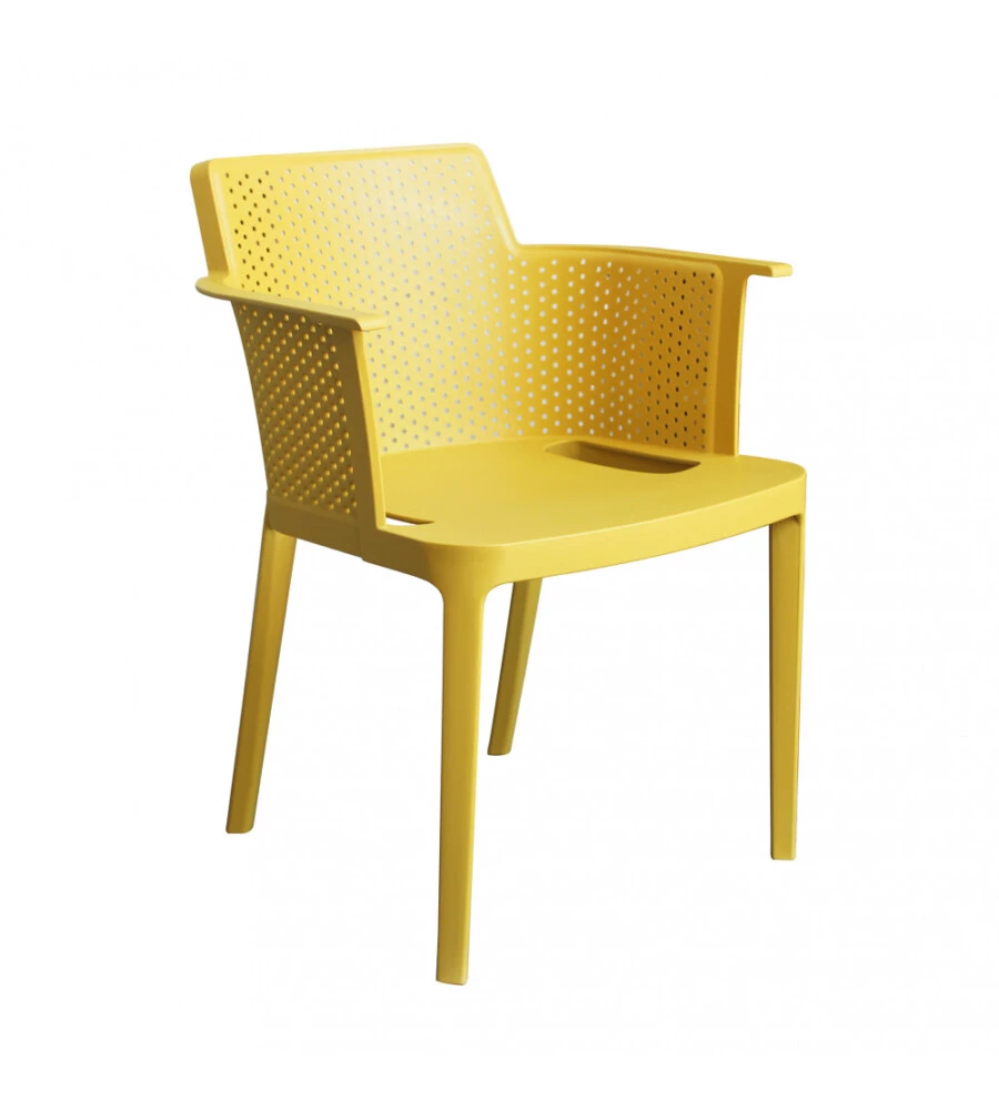 SEDIA DA ESTERNO IMPILABILE ELICA GARDEN "CATHY" IN POLIPROPILENE GIALLO 60X58X76,5 CM